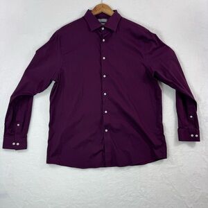 Michael Kors Regular Fit Men’s Plum Dress Shirt Size 17 Length 34/35